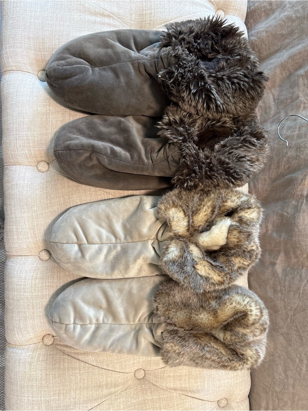 Restoration Hardware Faux Fur Throw in Taupe and Cream